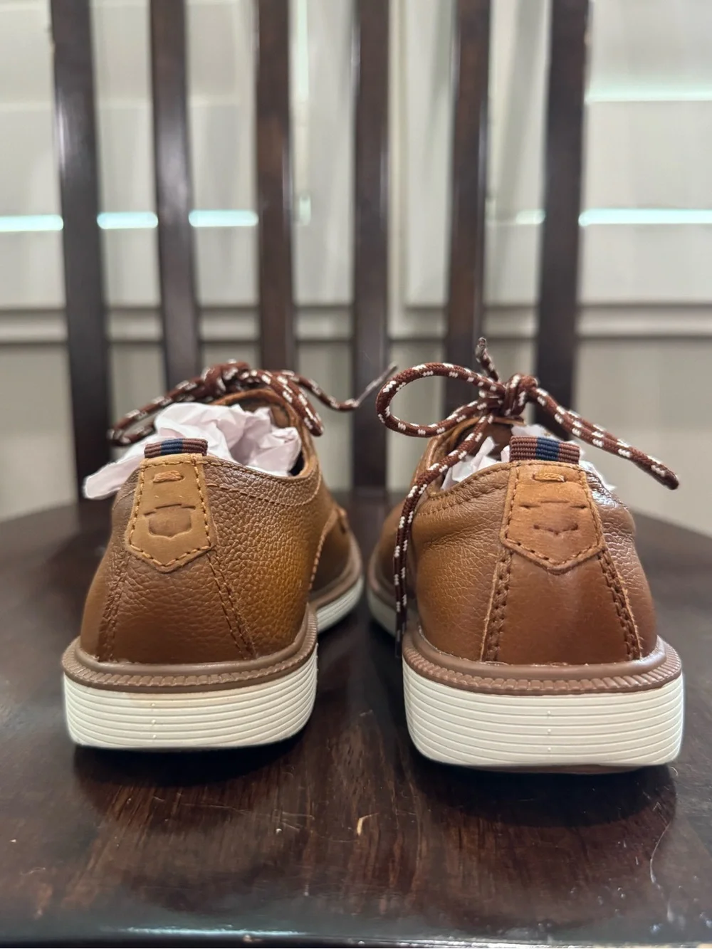 Florsheim Kids Tan Brown Leather Lace-Up Dress Shoes